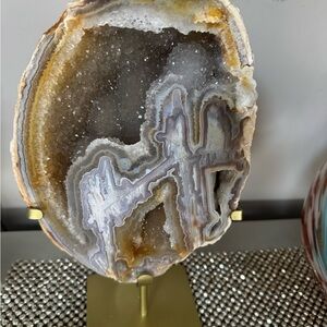 Geode Agate Slice on Stand